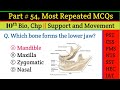 Top 60 MCQs on Support and Movement | NEET, MDCAT, NURSING, PMS, NTS, CSS, IAT, HEC