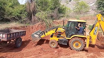 JCB 3dx Eco XTRA Plus Backhole loading mud in Powertrac tractor video Day-03 || SRIKANTH PS