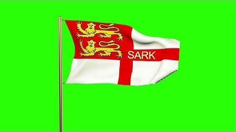 Sark Flag With Title Waving In The Wind. Looping Sun Rises Style. Animation Loop Stock Animation