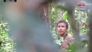 Footage of uncontacted tribesman in the Amazon rainforest