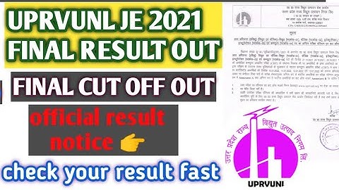 UPRVUNL JE 2021 FINAL RESULT out  AND CUTOFF OUT // official result out//check your result