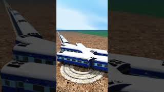 Massive Dangerous Train Crossing On Bumpy Railroad 😵 BeamNG Train simulator 3D #shorts