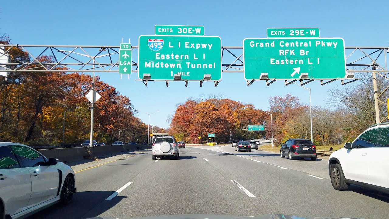 Cross Island Parkway north with fall colors Queens, NY YouTube