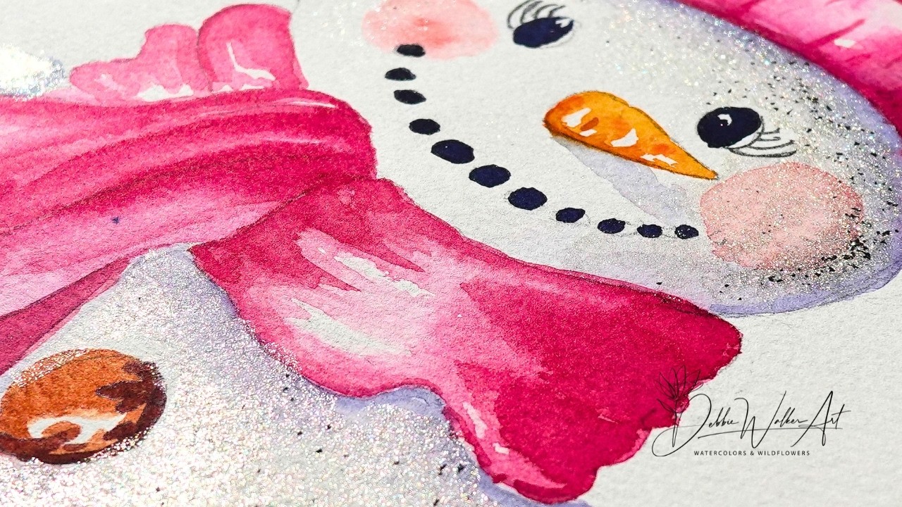 Wintery Watercolor Mrs Snowman, to go with our Handsome Mr Snowman for the Holidays