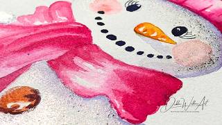 Wintery Watercolor Mrs Snowman, to go with our Handsome Mr Snowman for the Holidays