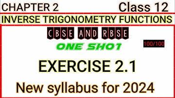 Inverse trigonometry functions exercise 2.1 complete in one shot 2024 boards cbse and RBSE Maths
