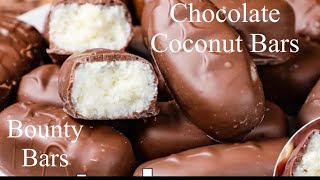 Chocolate Coconut Bars for kids ॥ Homemade bounty bars recipe ॥ Just 4 ingredients Bounty bar ॥