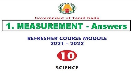 #refresher Course module Answers|Class 10|Science|Unit 1|Measurements Englishmedium|10th std Science