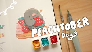 Day 3 - Sweet | 2023 Peachtober challenge 🍑 | Cozy painting video | Holbein Gouache