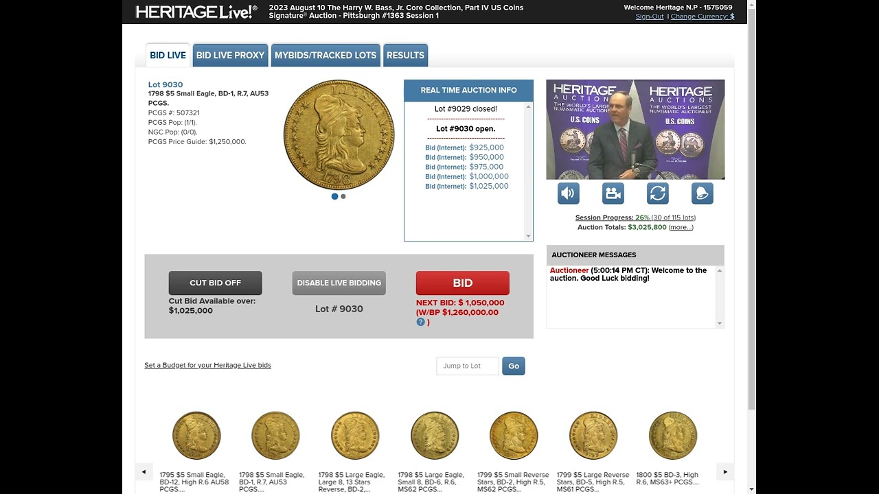 1798 $5 Small Eagle, BD-1, R.7, AU53 PCGS.... Early Half Eagles | Lot #9030  | Heritage Auctions