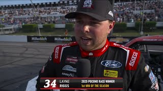 LAYNE RIGGS WINNING INTERVIEW - 2025 MILLERTECH BATTERY 200 - 2025 NASCAR CRAFTSMAN TRUCK SERIES