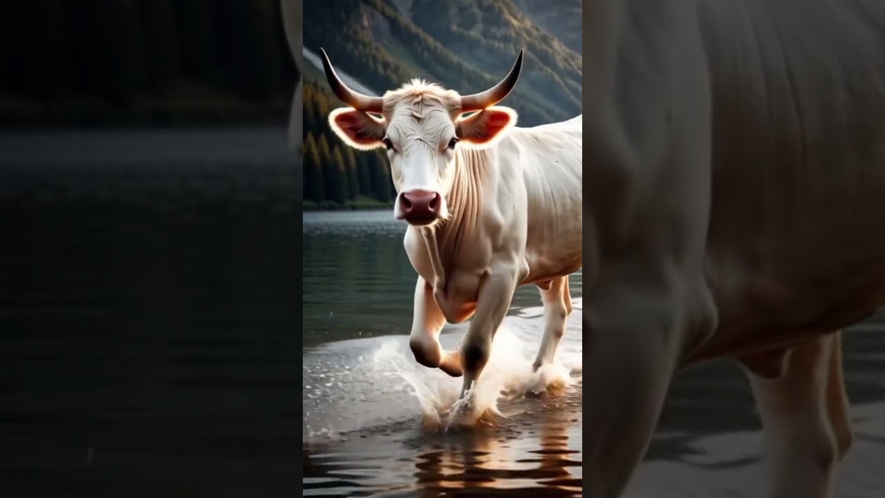 Wolf attack on a baby calf mother save him 