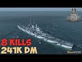 World of WarShips | Des Moines | 8 KILLS | 241K Damage - Replay Gameplay 4K 60 fps