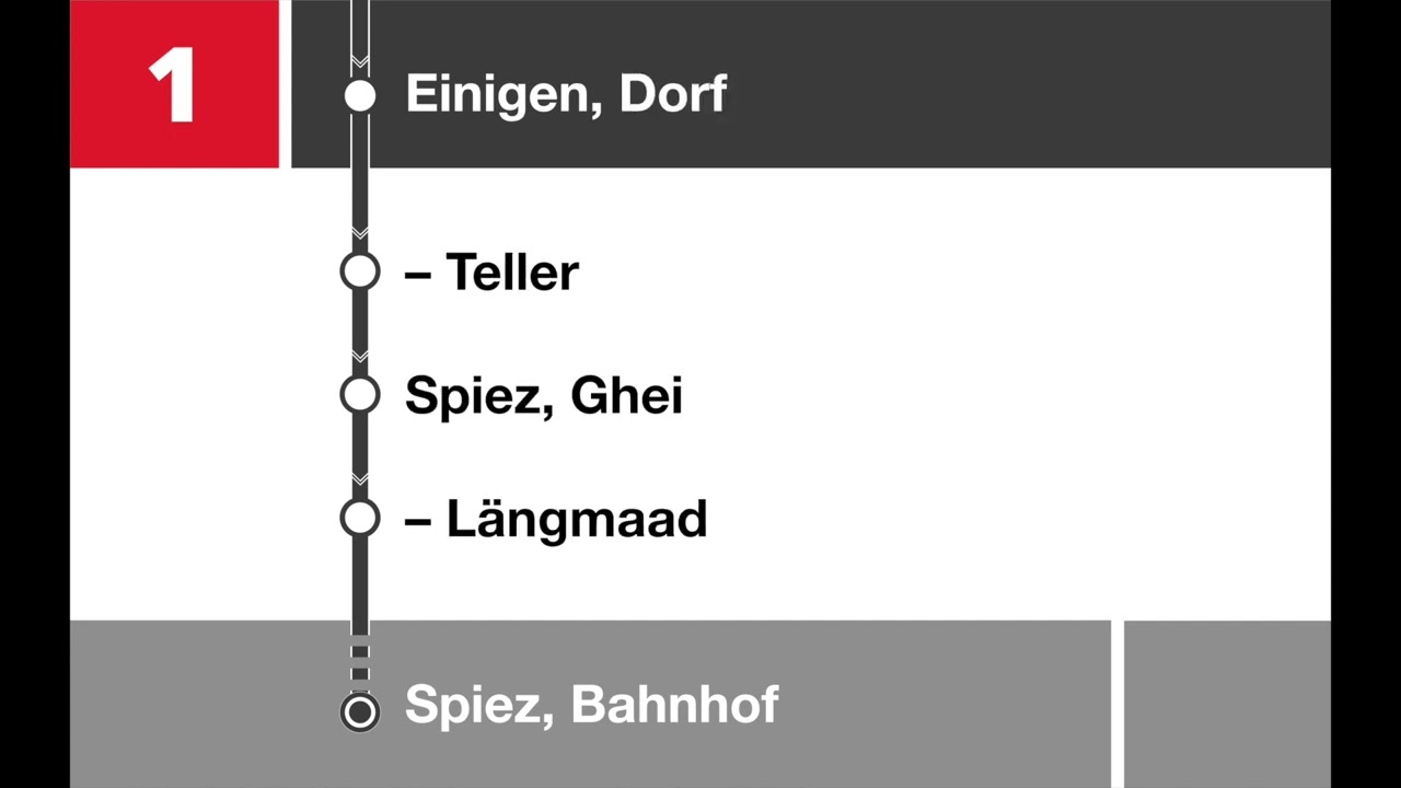 STI Bus Ansagen • 1 • Steffisburg, Flühli – Thun – Gwatt – Einigen – Spiez