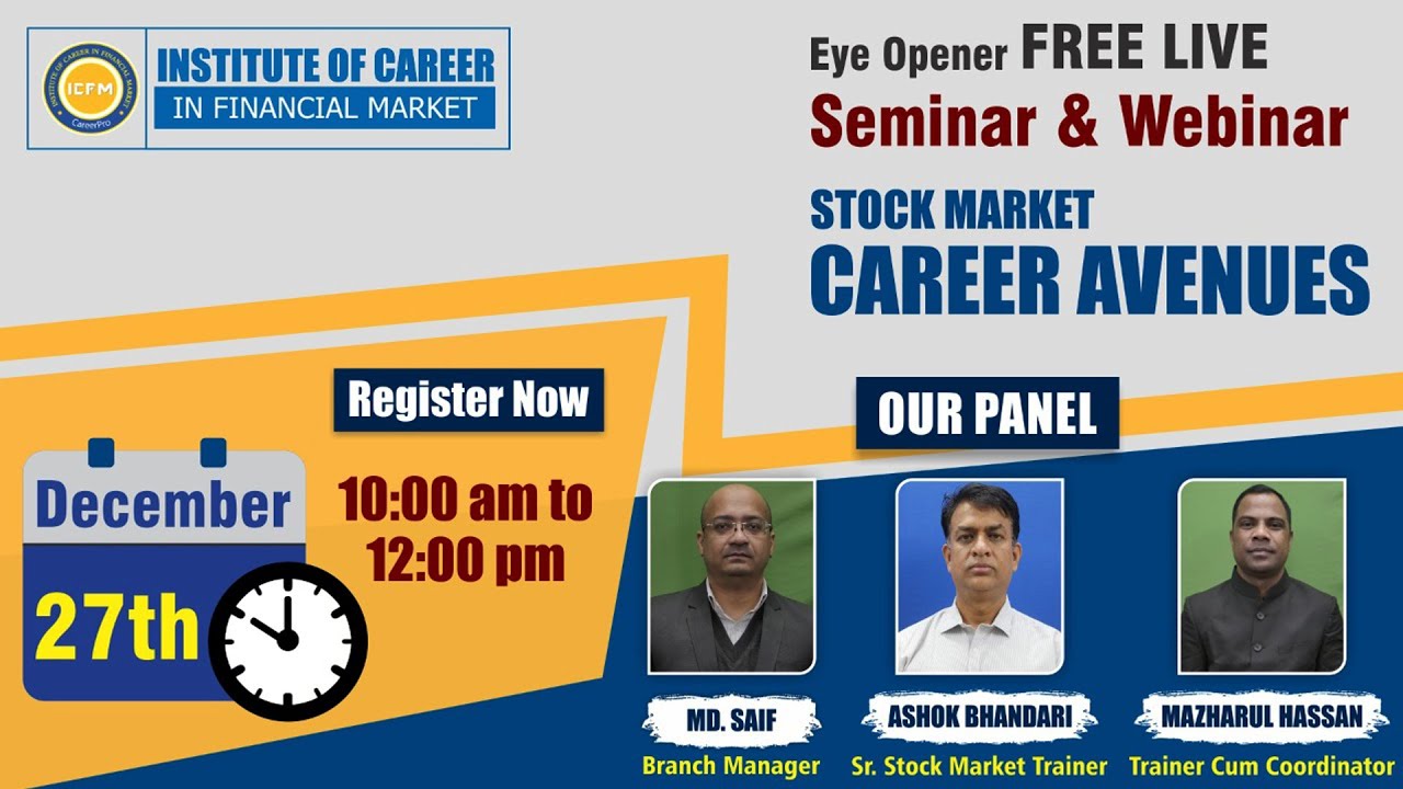 ICFM - Upcoming Free Webinar for Stock Market Trading/Share Market Career Opportunities in India