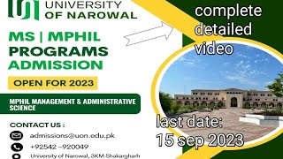 Uni of Narowal admissions open 2023| Complete details in this video | zeba Khan