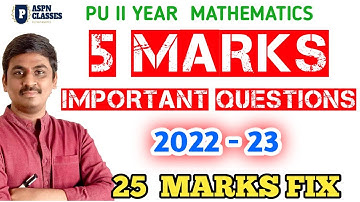 2nd pu mathematics ALL 5 MARKS IMPORTANT QUESTIONS WITH ANSWERS 2023