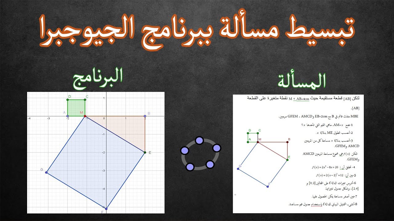 معالجة مسألة في الدوال باستعمال برنامج الجيوجبرا Geogebra | الفيديو (3)