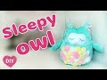 DIY How to sew plush pillow sleepy owl. Cute soft toy.