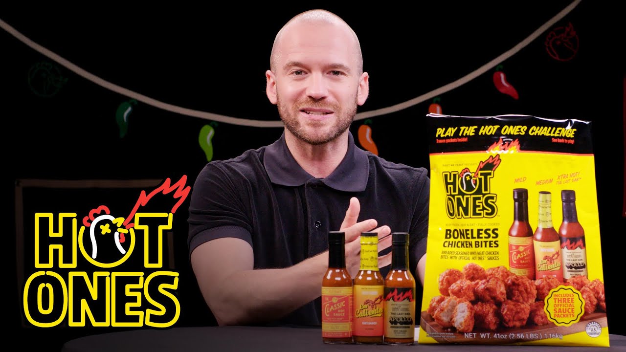 Sean Evans Reveals Hot Ones Boneless Chicken Bites | Hot Ones | First We Feast