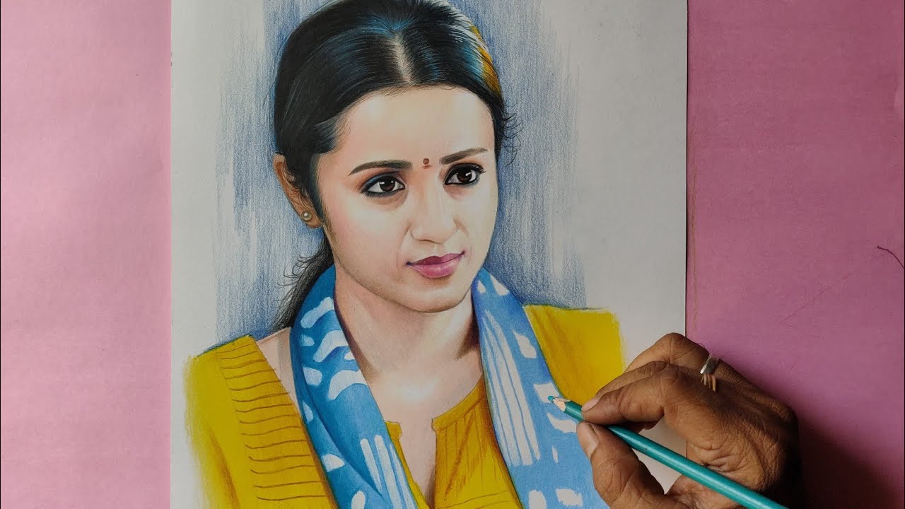 Digital Sketch Of Actress Trisha | DesiPainters.com