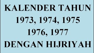 Kalender Tahun 1973, 1974, 1975, 1976, 1977 Lengkap dengan Tahun Hijriyah  dan Pasaran Jawa