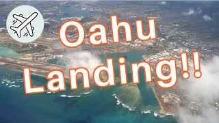 Hawaiian Airlines landing at Honolulu, HI Daniel K. Inouye International Airport from Las ...