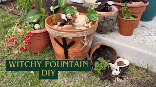 DIY Witchy Fountain Using Terracotta Pots + Solar Water Feature 🖤