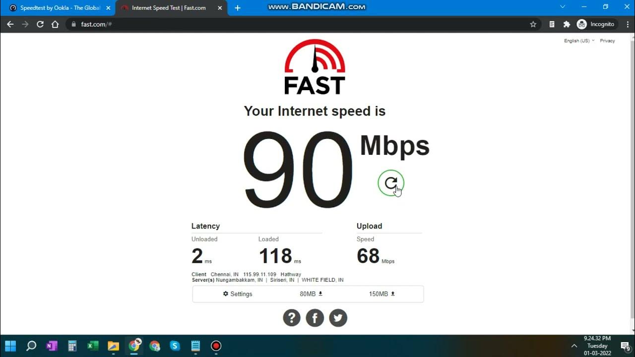 Hathway Broadband Speed Test 75 Mbps in Chennai Ookla and Fast