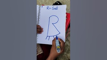 How To Draw A Girl Easy Drawing | With R Alphabet | Step By Step #shorts