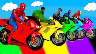 SPIDER MAN Takes on Spiral Bridge Stunt Ride on Motorcycle🦺🥽بطال الخارقين على القضبان دوامة قمع جس screenshot 5