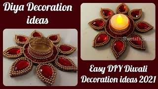 Diya stand making at home/Diwali decoration ideas/Diwali craft ideas/Diya Decoration Idea2021#diwali