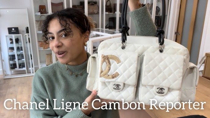 Review Chanel Calfskin Quilted Cambon Ligne Large Bowler Beige 