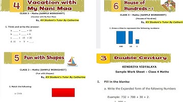 Class 3 Maths / Worksheets for Half Early Exams / Sample Worksheet / KV Student