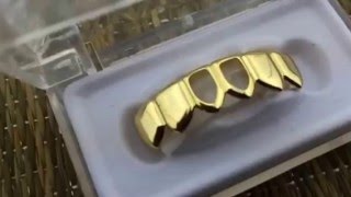 14k Gold Plated Two Open Face Bottom Row Grillz