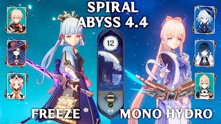 C2 Ayaka Freeze And C0 Kokomi Mono Hydro. Spiral Abyss 4.4. Genshin Impact 4.4