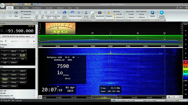 WMMA-FM - 93.9 MHz -  Nekoosa, WI - Meteor Scatter - April 3, 2023 20:07 utc