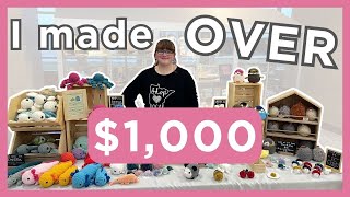 I made OVER $1,000 and (almost) SOLD OUT!   crochet market, inventory, prices, & what sold!