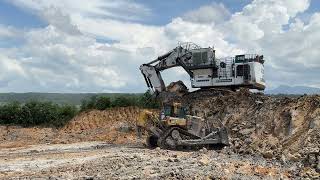 Mining Excavator Liebherr 9350 Loading Over burden On Dumper Cat 777 ~ Miningstory