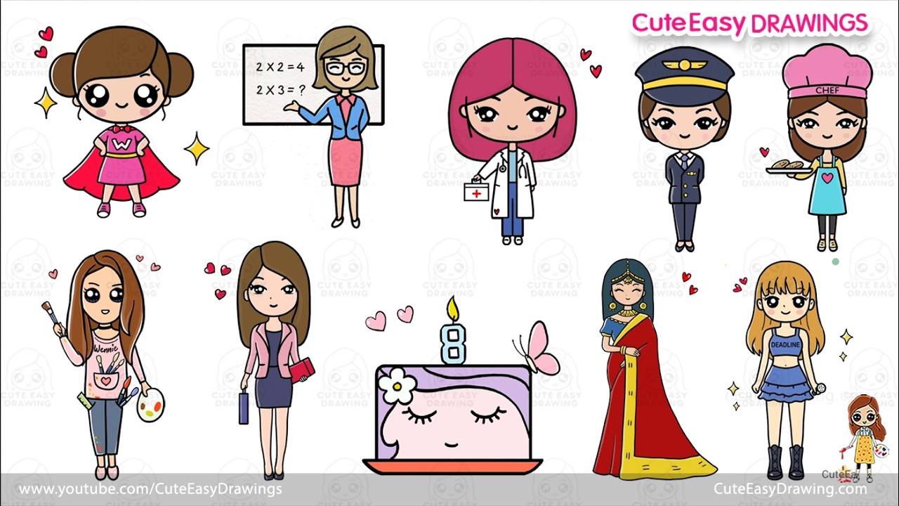 How to Draw Women's in Various Profession - Women's Day Special | 80 Minutes of non stop Drawing