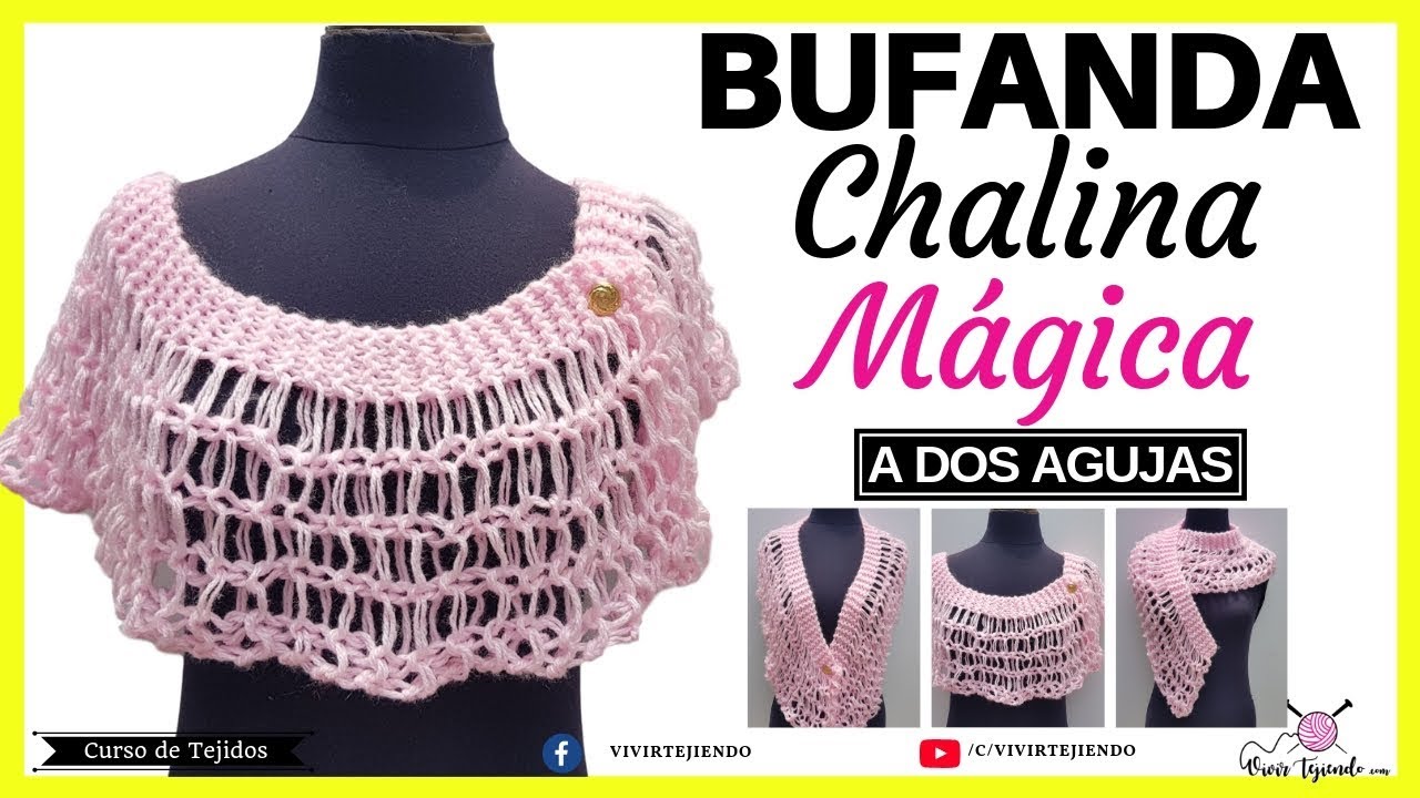 Bufanda con Prendedor a Dos Agujas | Tejiendo Bufanda Punto Santa Clara