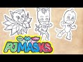 【Drawing】PJ Masks Coloring Pages for Kids -Glitter Catboy Owlette Gekko