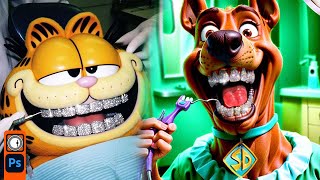 FAMOUS CARTOONS WITH DIAMOND GRILLS | TUTORIAL WITH AI & PHOTOSHOP #photoshop #graphicdesign