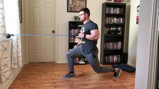 static split squat single arm band row