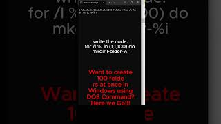 How to create 100 folder with a single command of DOS in Windows!