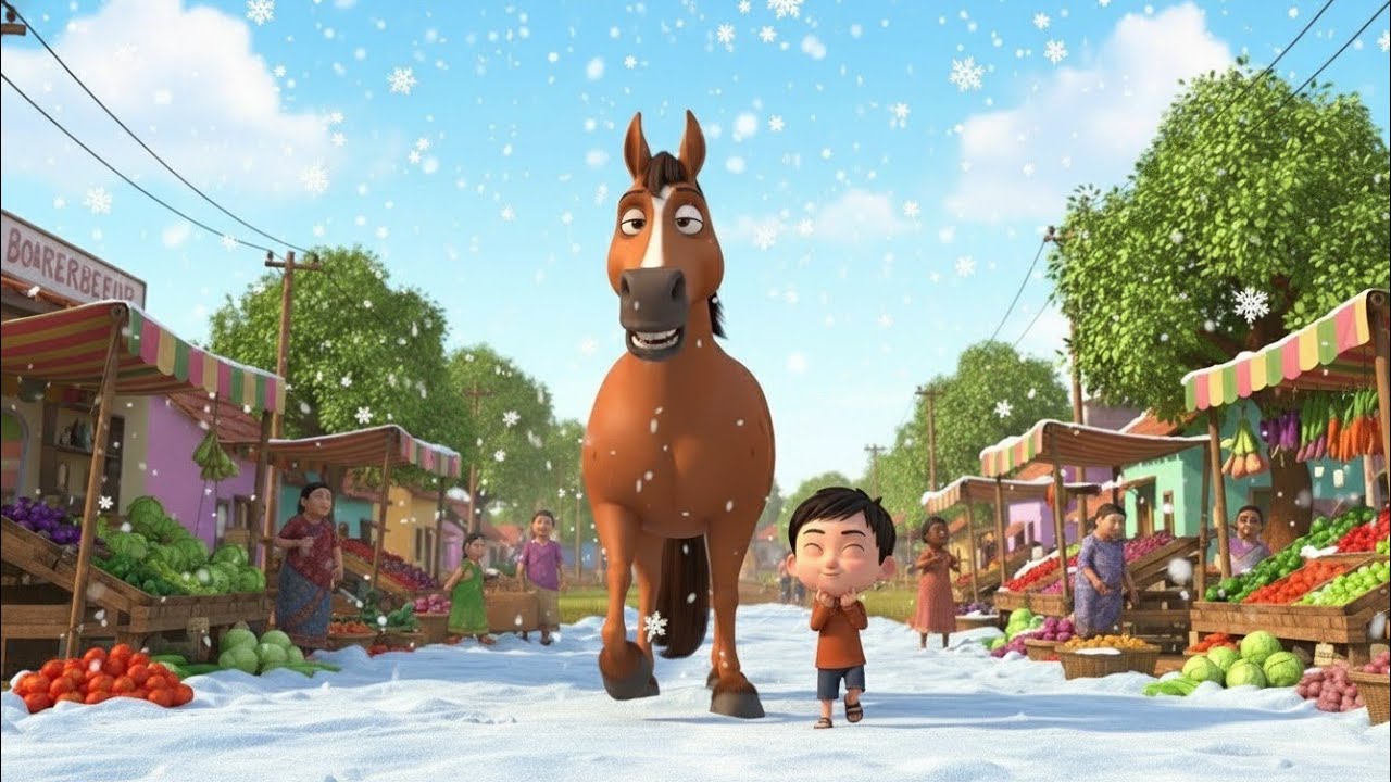 Lakhdi Ki Kathi kathi pe goda | Hindi Nursery Rhyme | Village Life Kids Song new version