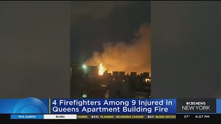 4 firefighters among 9 injured in Queens apartment building fire