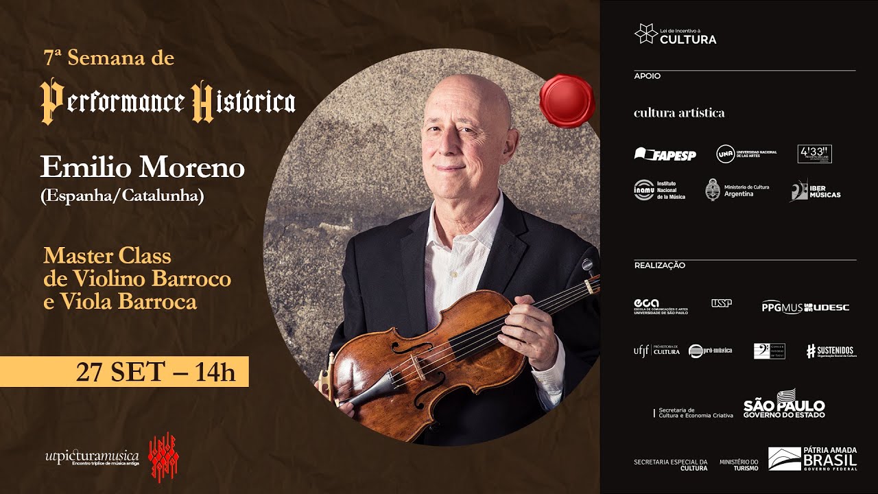 7ª SPH: Master Class de Violino Barroco e Viola Barroca, com Emilio Moreno (Espanha/Catalunha)