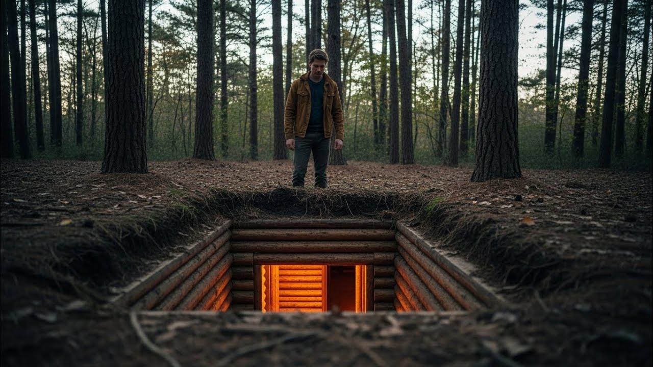 I Built a Hidden Underground Shelter Alone in the Forest || Silent Survival Day1-93 