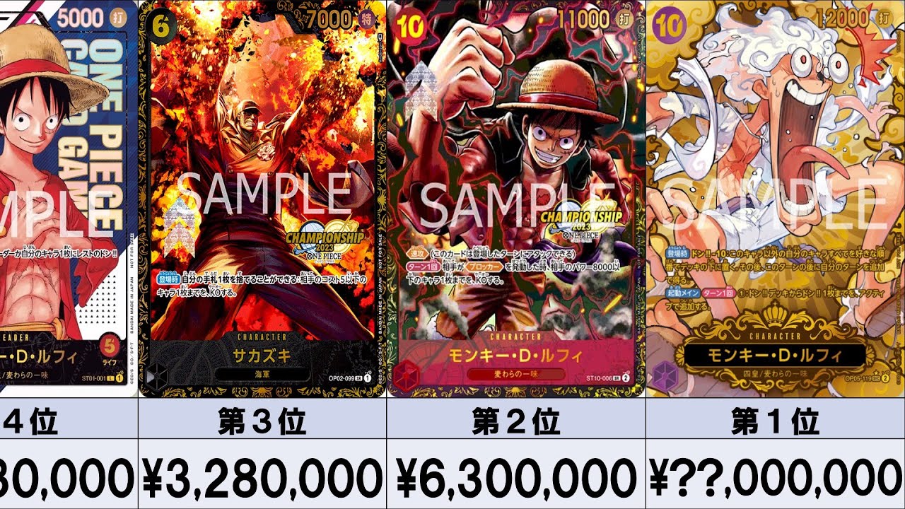 ワンピースカード】【3月更新】1位は1000万超え!? プロモ高額カード